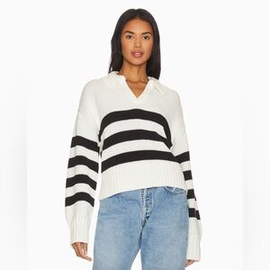 Pistola Arlo Collared Black and White Striped Sweater Size Small